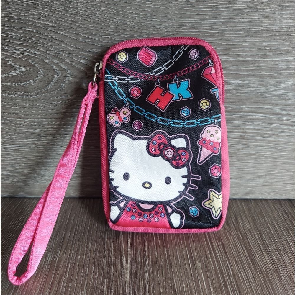 Hello Kitty Wristlet with ID Window Black & Pink